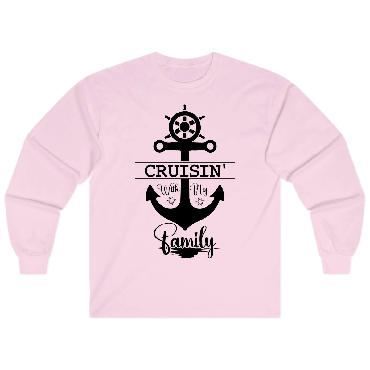 Cruisin' With My Family Anchor Long Sleeve in Light Pink