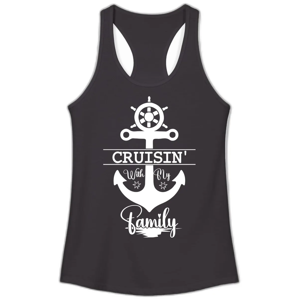 Cruisin' With My Family Anchor Ladies Tank in Black