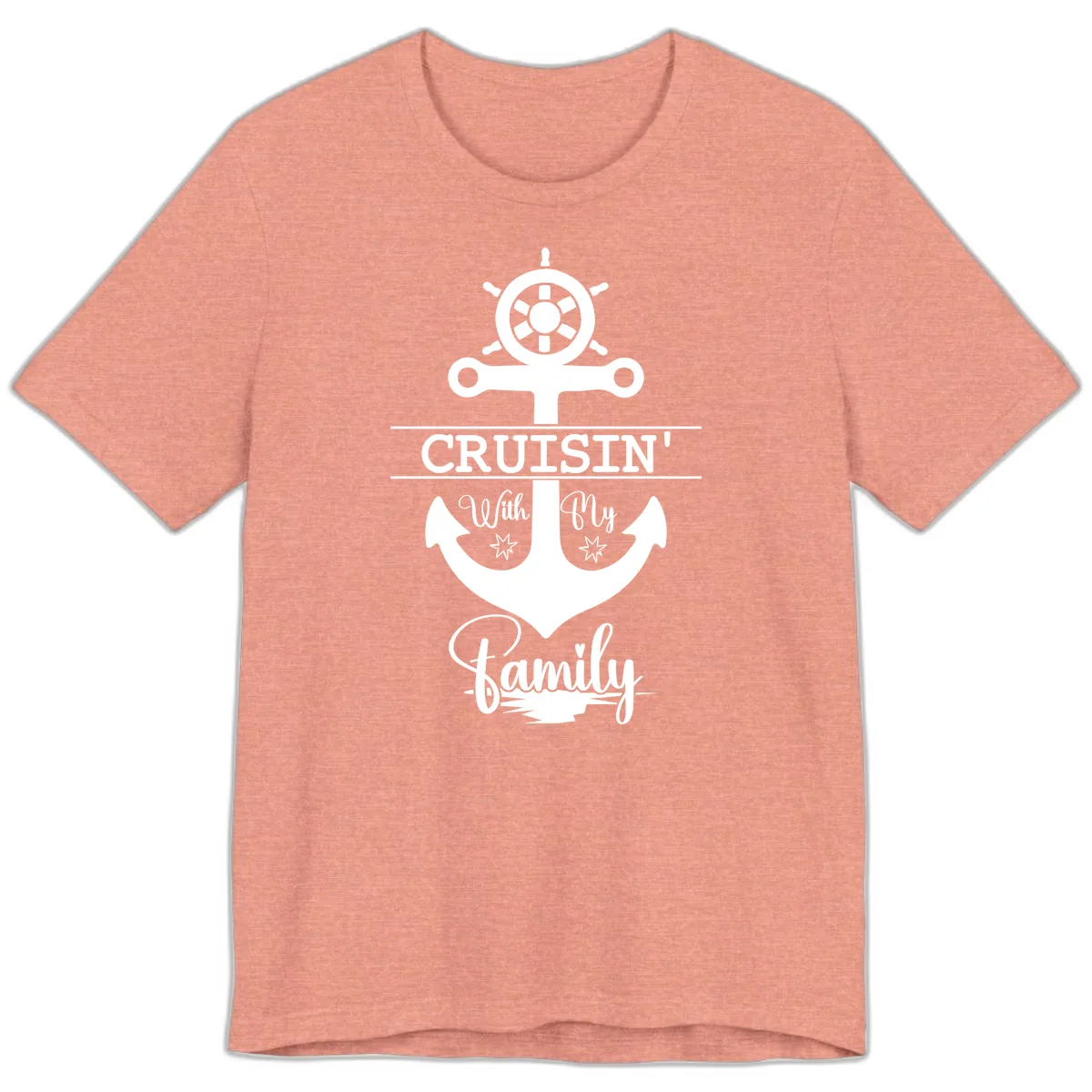 Cruisin' With My Family Anchor Premium T-Shirt in Heather Sunset