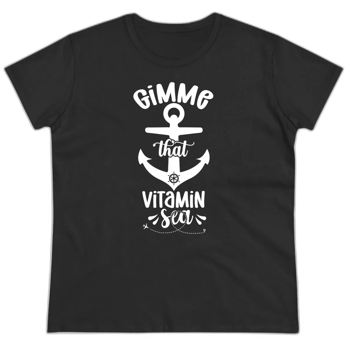 Gimme That Vitamin Sea Anchor Ladies Tee in Black