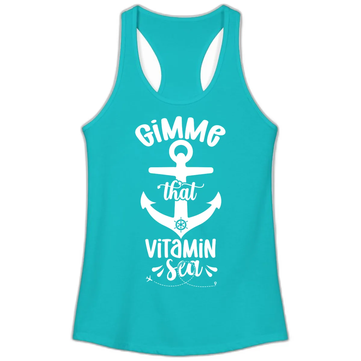Gimme That Vitamin Sea Anchor Ladies Tank in Tahiti Blue