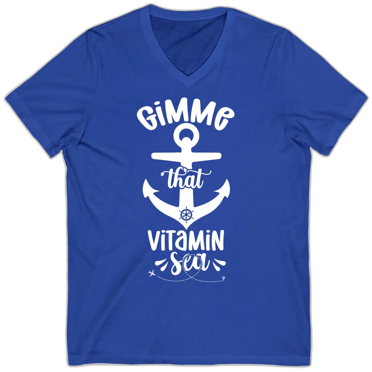 Gimme That Vitamin Sea Anchor V-Neck in True Royal