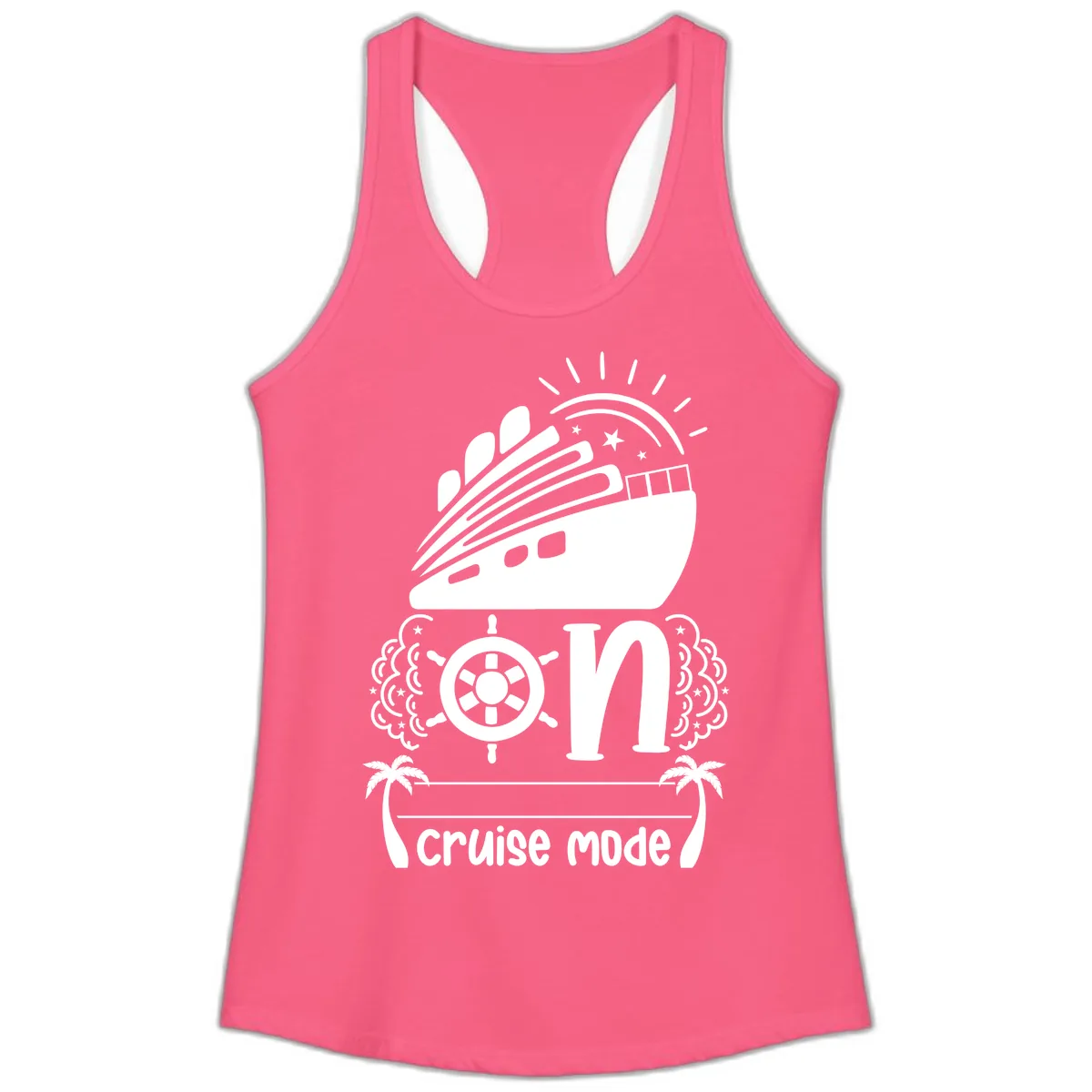 Cruise Mode On Ladies Tank in Solid Hot Pink