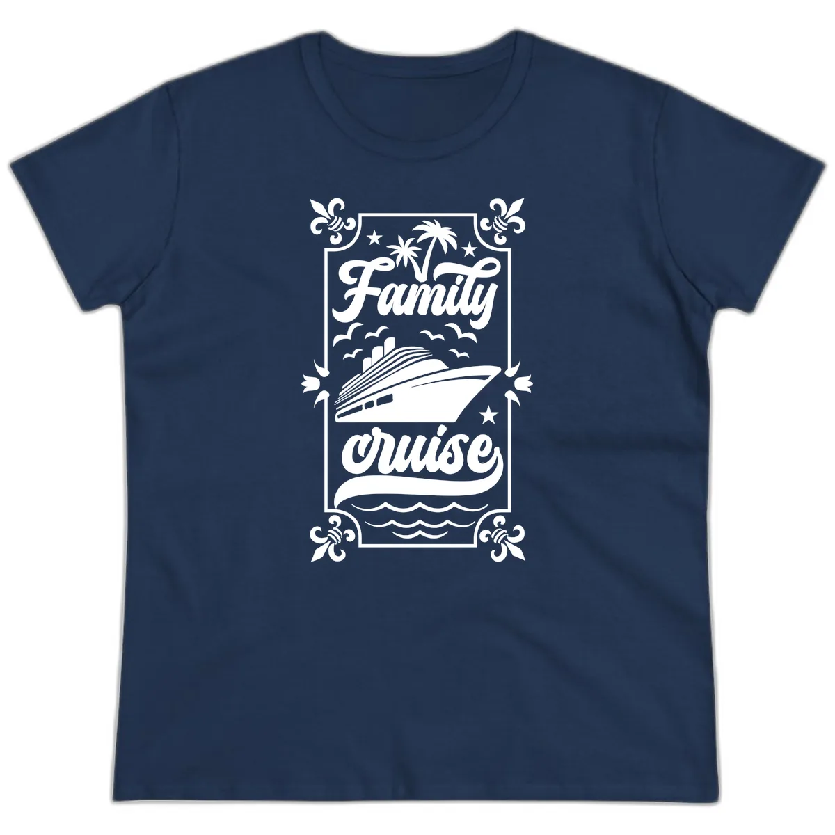Family Cruise Getaway Ladies Tee in Navy