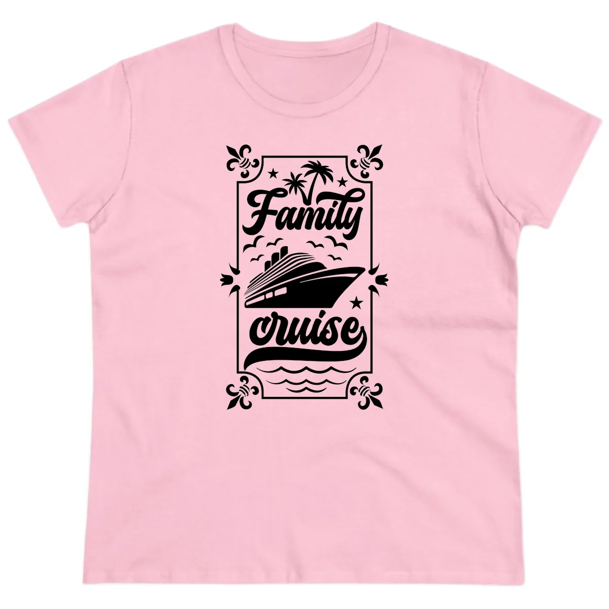 Family Cruise Getaway Ladies Tee in Light Pink