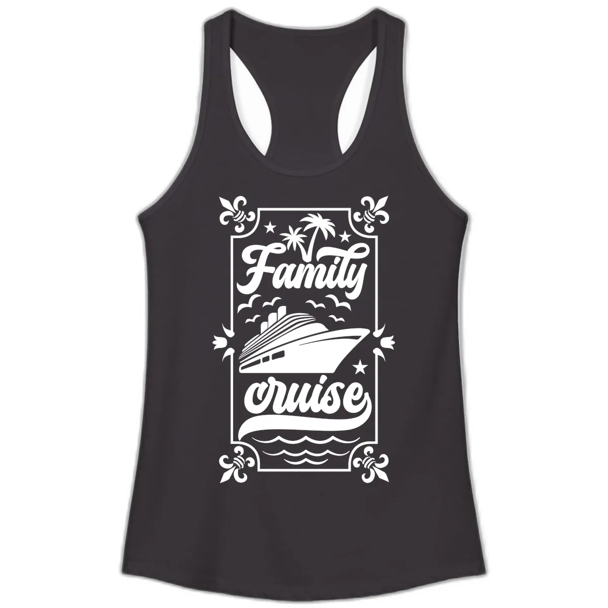 Family Cruise Getaway Ladies Tank in Black