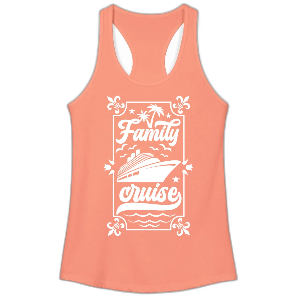 Family Cruise Getaway Ladies Tank in Solid Light Orange