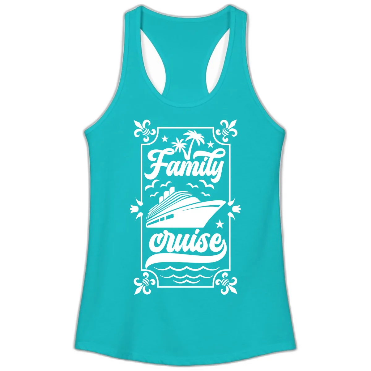 Family Cruise Getaway Ladies Tank in Tahiti Blue