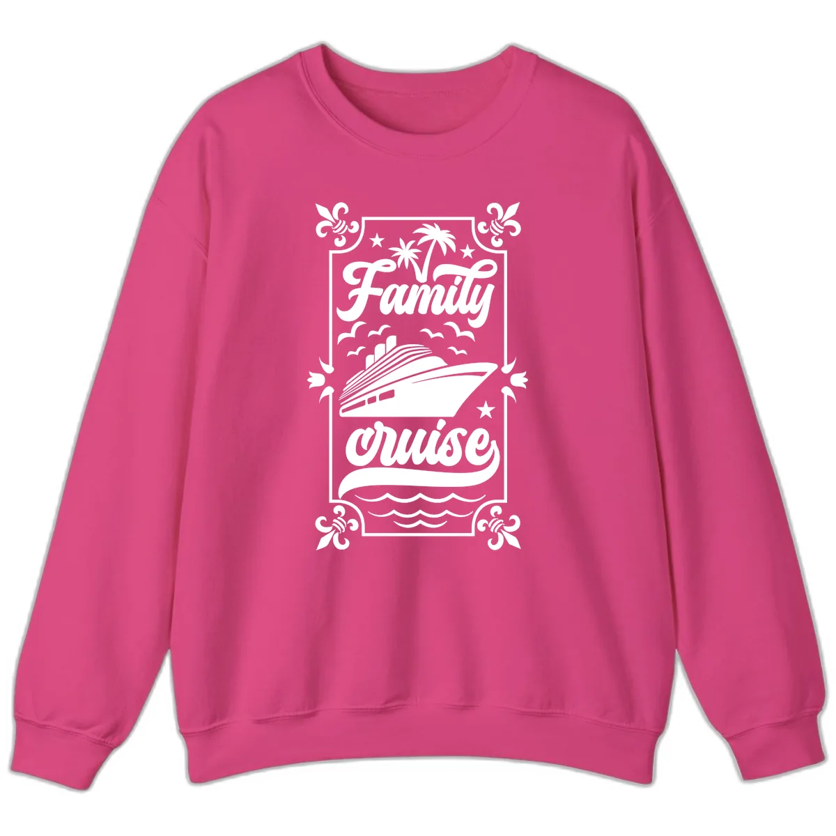 Family Cruise Getaway Sweatshirt in Heliconia