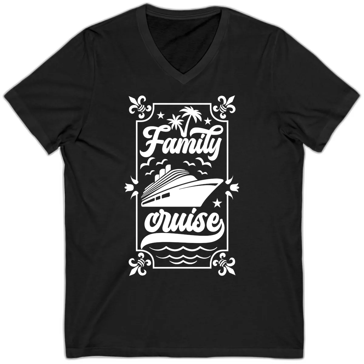 Family Cruise Getaway V-Neck in Black
