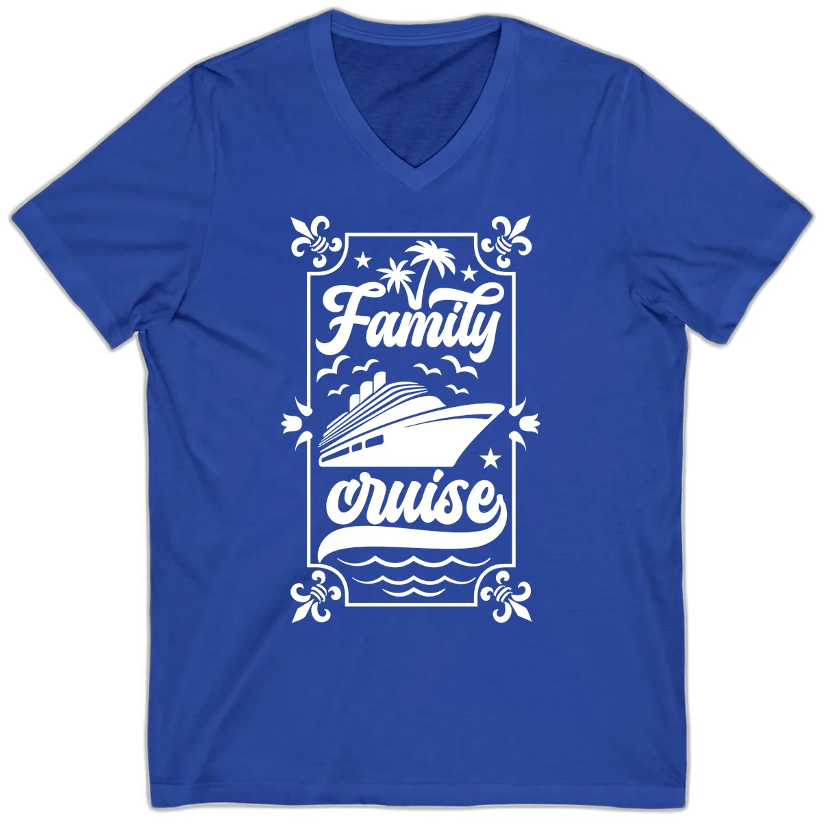 Family Cruise Getaway V-Neck in True Royal
