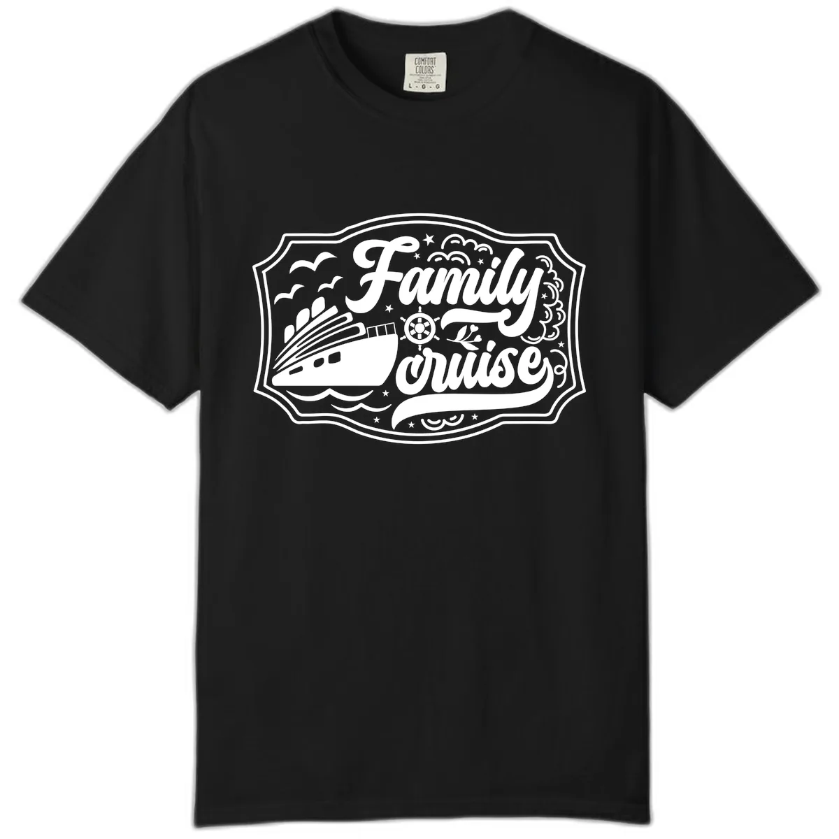 Family Cruise Vintage Badge Comfort Color in Black