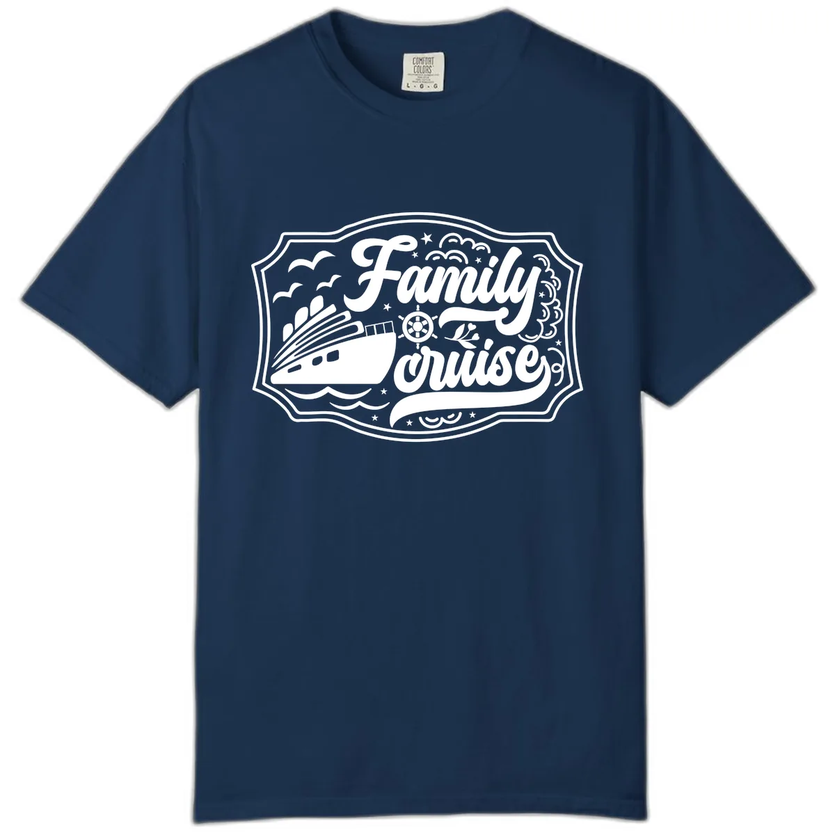 Family Cruise Vintage Badge Comfort Color in Navy