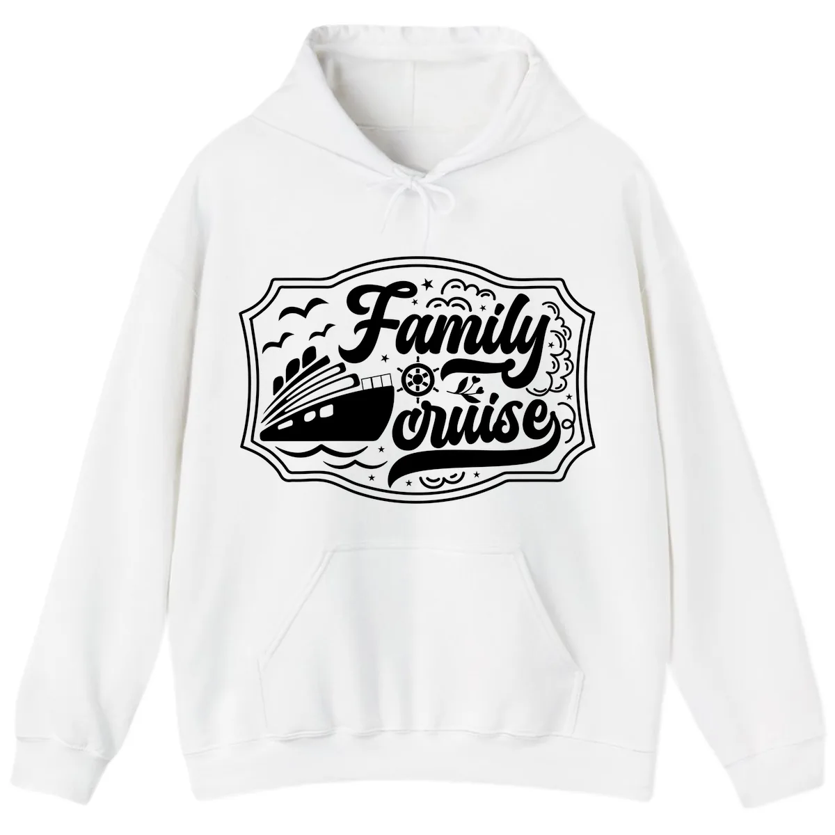 Family Cruise Vintage Badge Hoodie in White