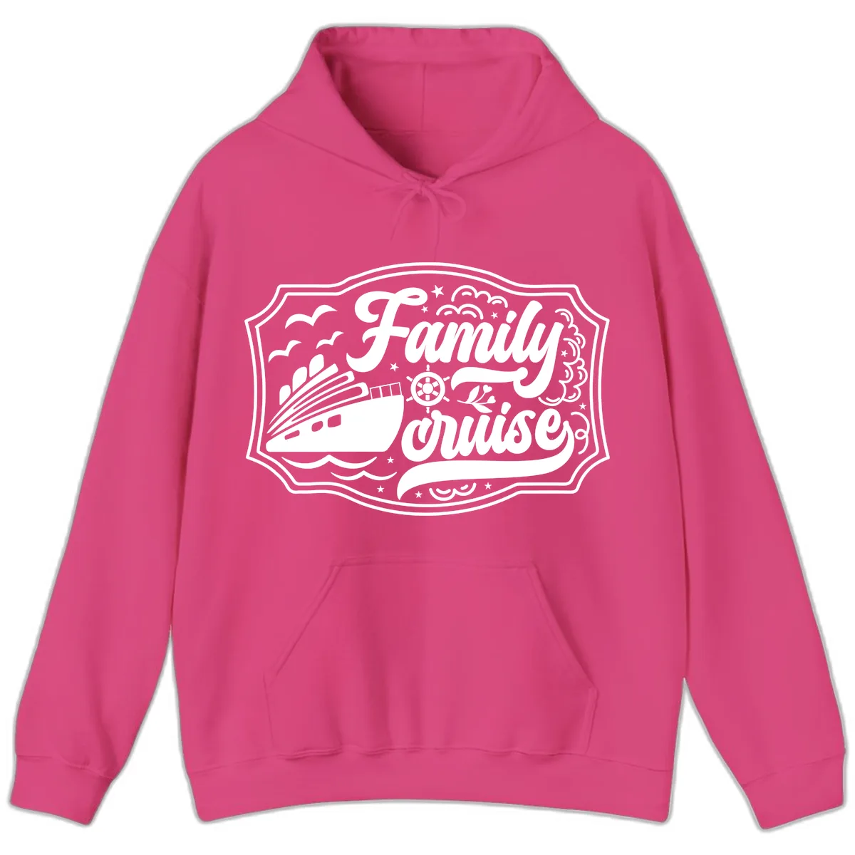 Family Cruise Vintage Badge Hoodie in Heliconia