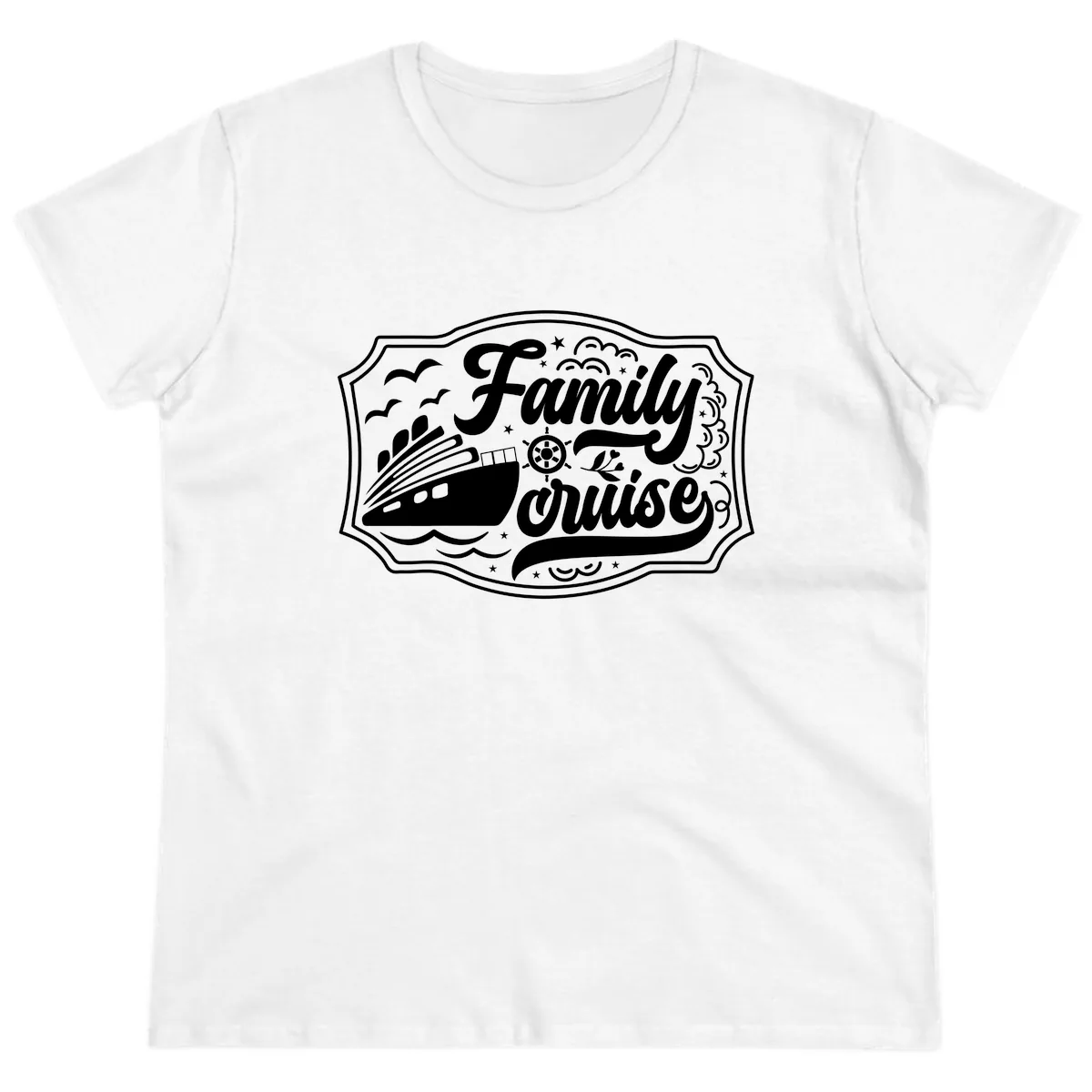 Family Cruise Vintage Badge Ladies Tee in White