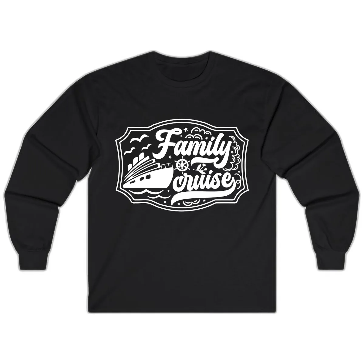 Family Cruise Vintage Badge Long Sleeve in Black