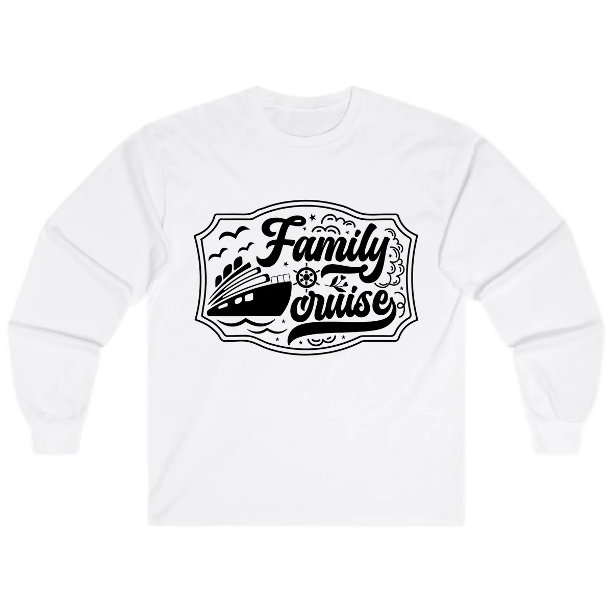 Family Cruise Vintage Badge Long Sleeve in White