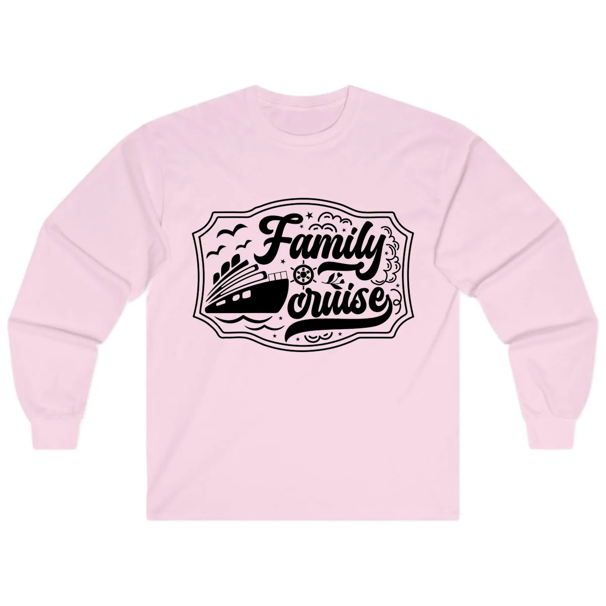 Family Cruise Vintage Badge Long Sleeve in Light Pink