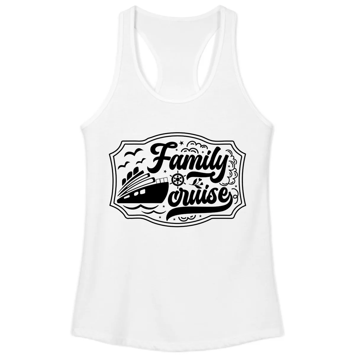 Family Cruise Vintage Badge Ladies Tank in White
