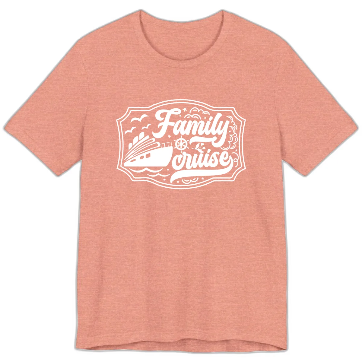 Family Cruise Vintage Badge Premium T-Shirt in Heather Sunset