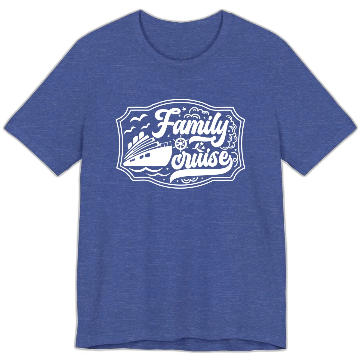 Family Cruise Vintage Badge Premium T-Shirt in Heather True Royal