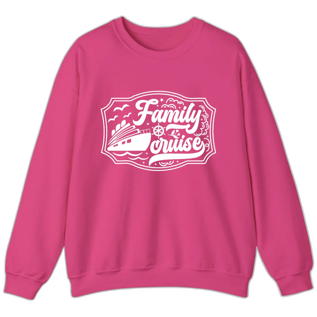 Family Cruise Vintage Badge Sweatshirt in Heliconia