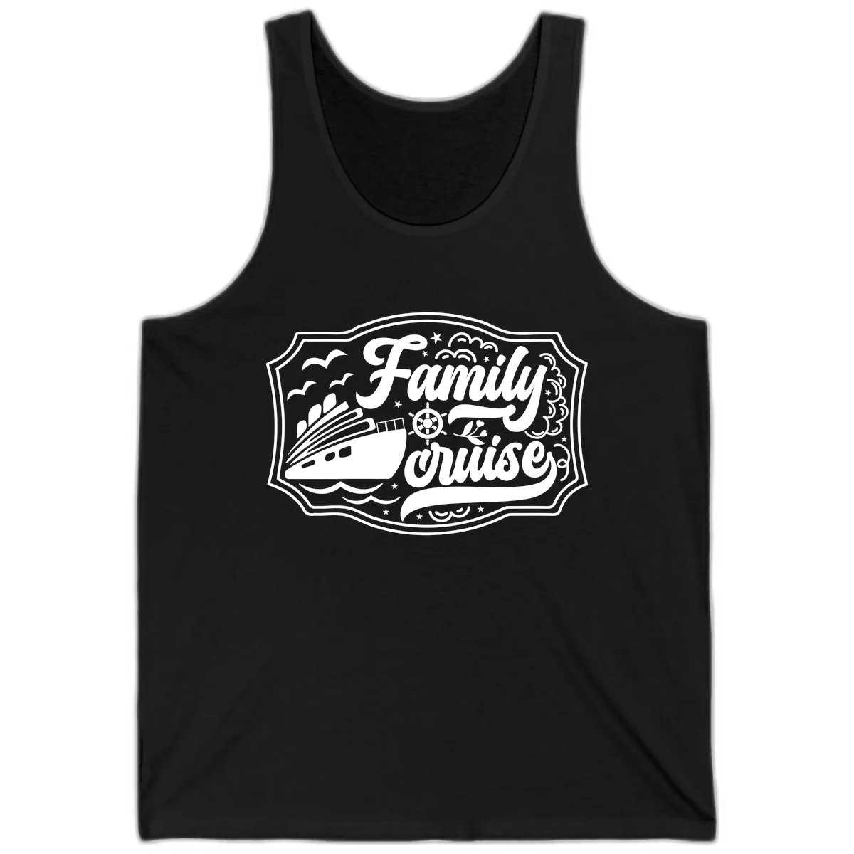 Family Cruise Vintage Badge Tank in Black