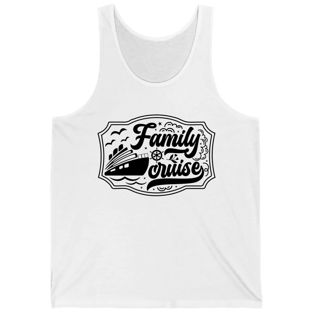Family Cruise Vintage Badge Tank in White