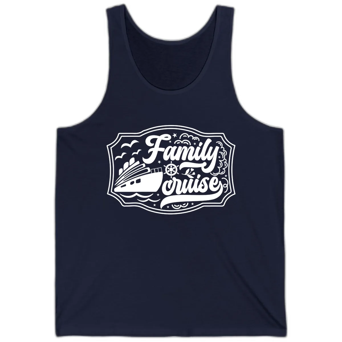 Family Cruise Vintage Badge Tank in Navy