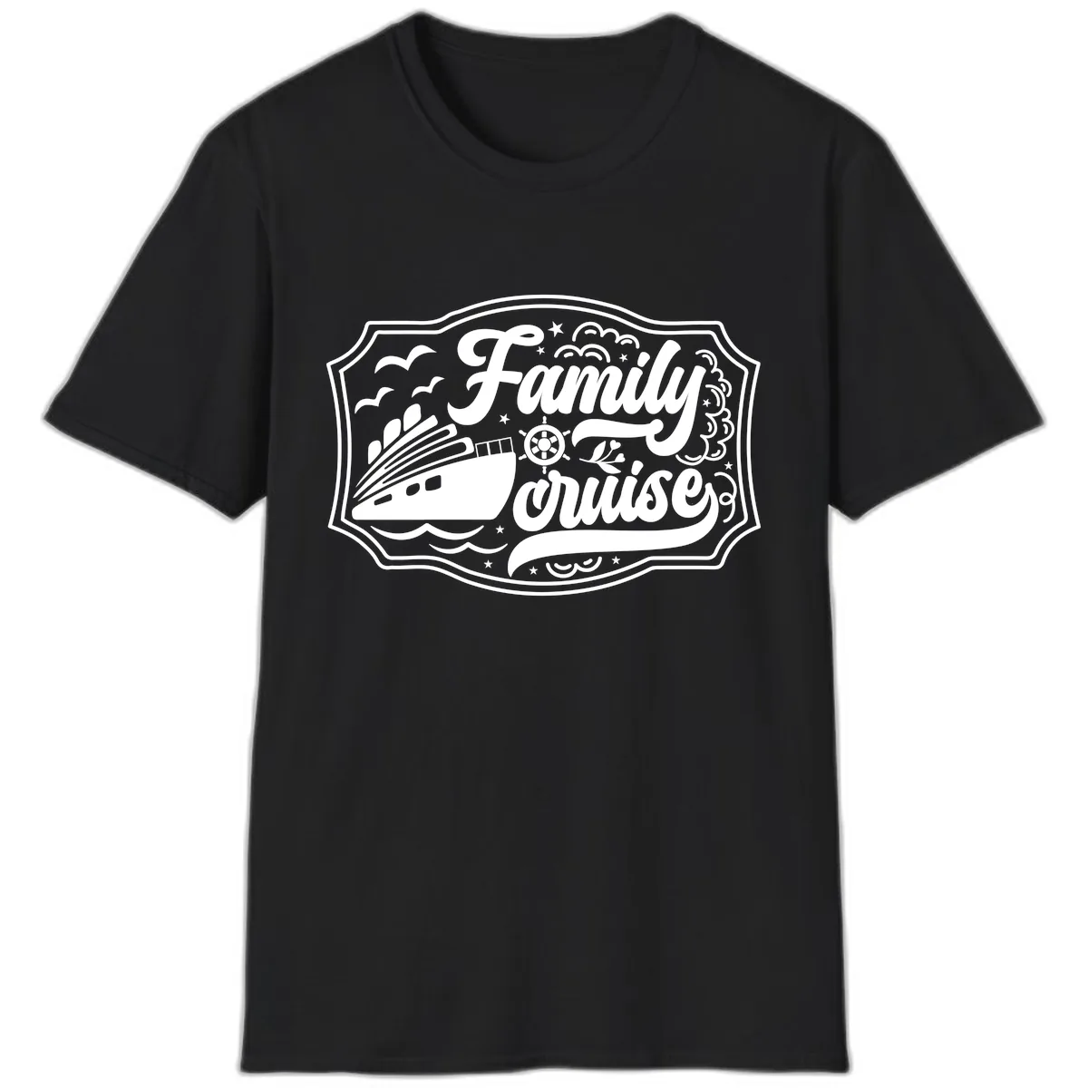 Family Cruise Vintage Badge T-Shirt in Black