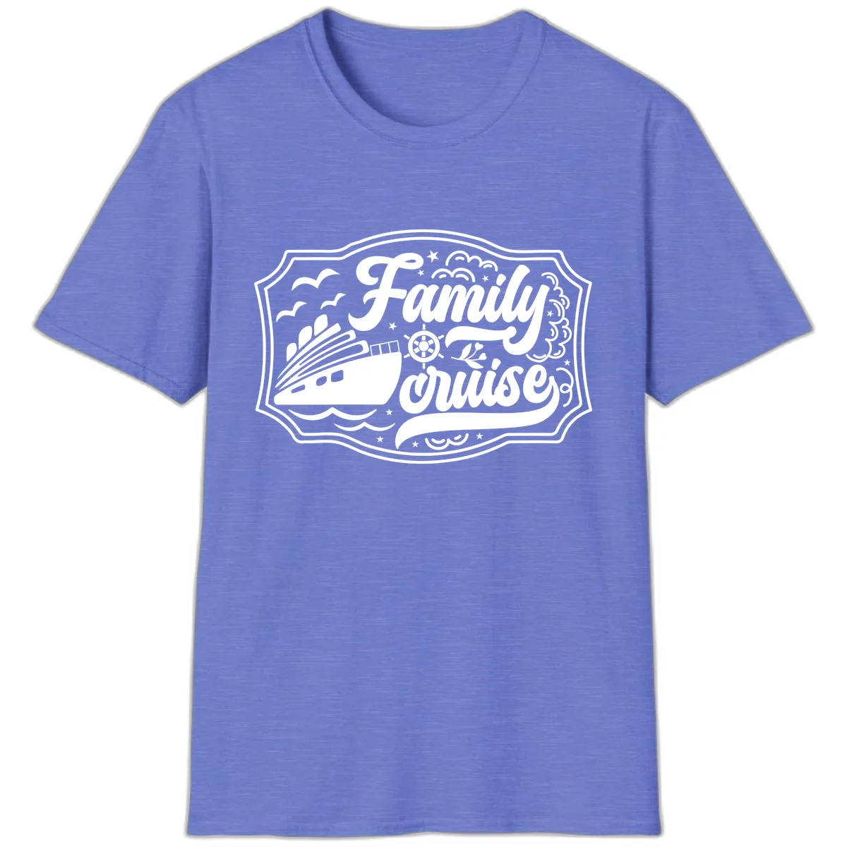 Family Cruise Vintage Badge T-Shirt in Heather Royal