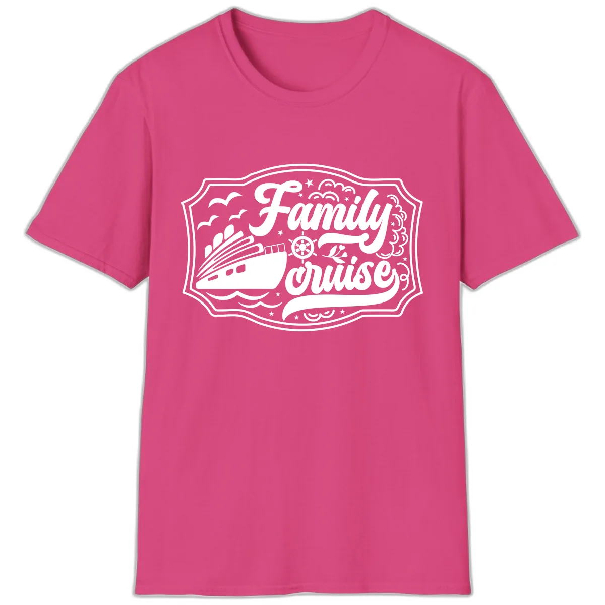 Family Cruise Vintage Badge T-Shirt in Heliconia