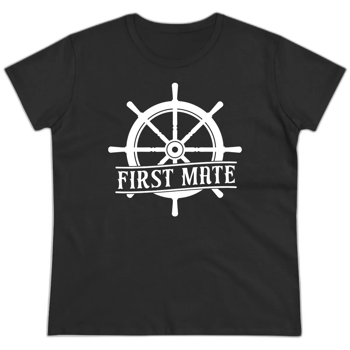 First Mate Ship's Wheel Ladies Tee in Black