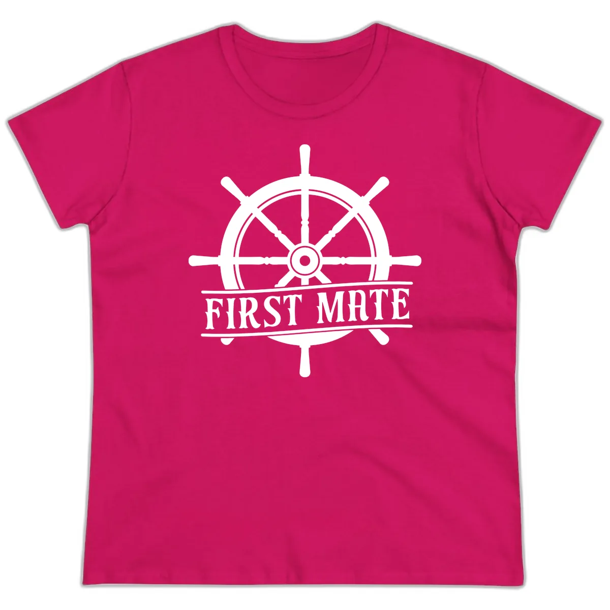 First Mate Ship's Wheel Ladies Tee in Heliconia