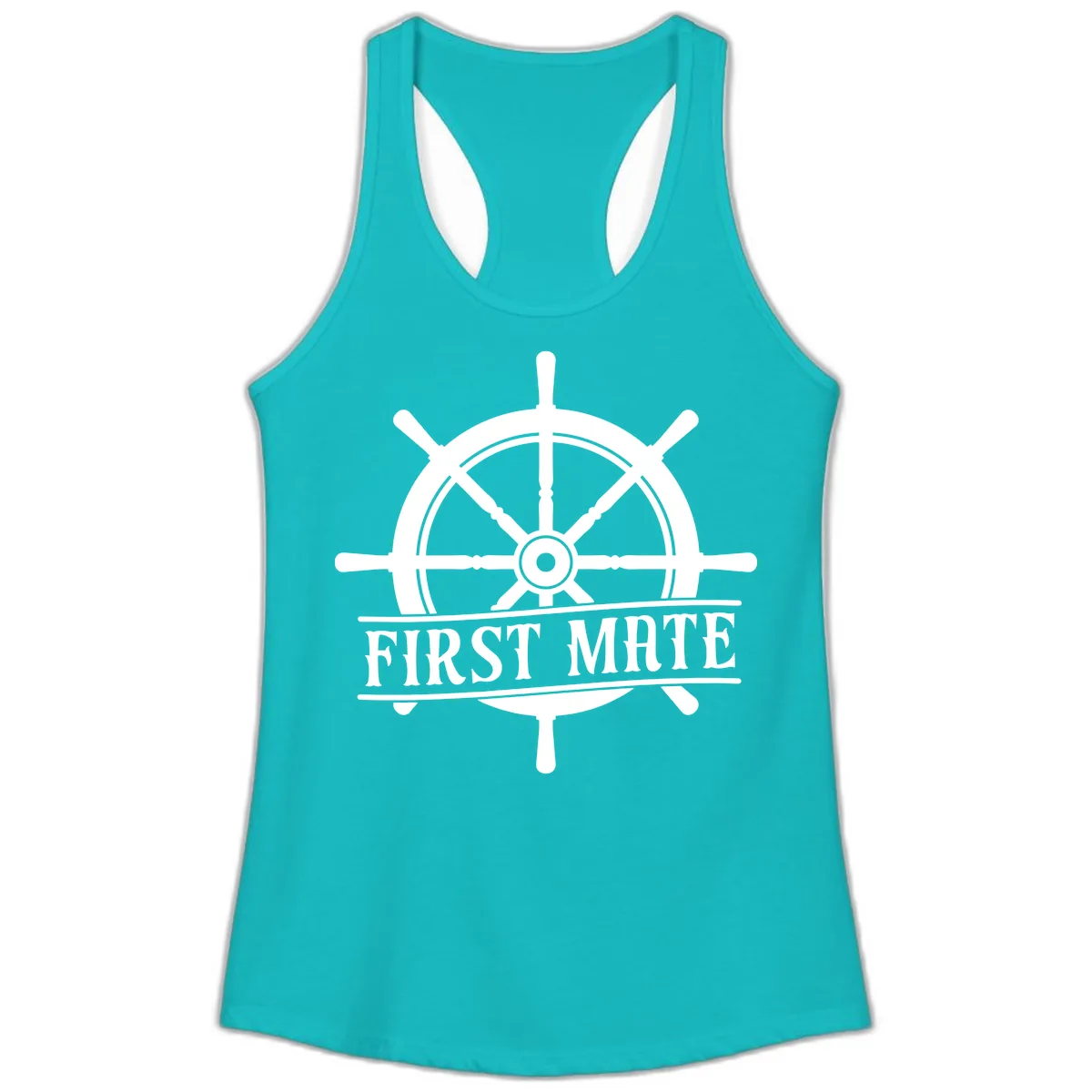 First Mate Ship's Wheel Ladies Tank in Tahiti Blue
