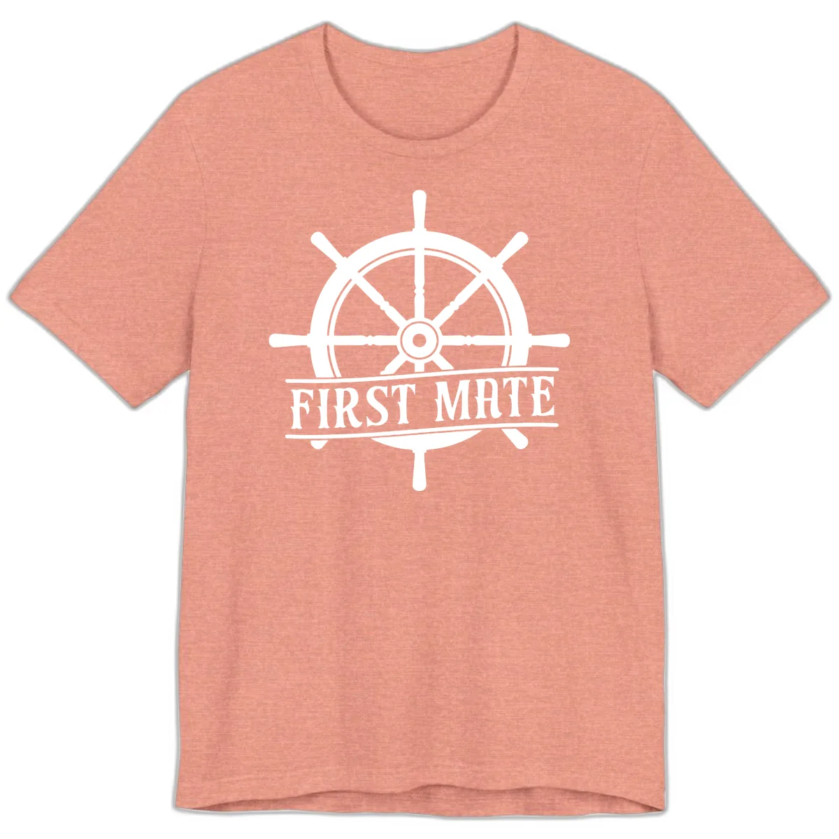 First Mate Ship's Wheel Premium T-Shirt in Heather Sunset