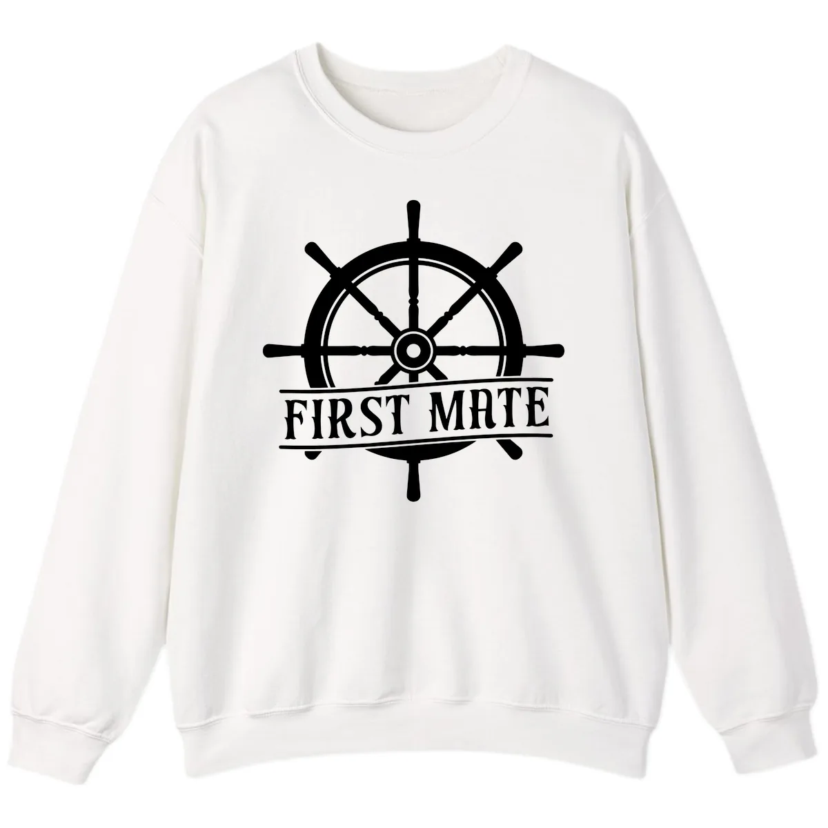 First Mate Ship's Wheel Sweatshirt in White