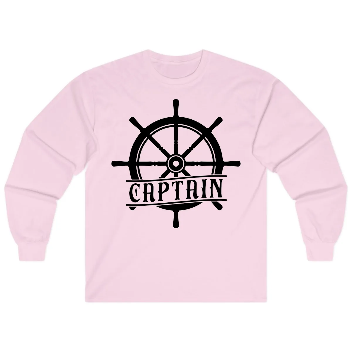Captain Ship Wheel Nautical Design Long Sleeve in Light Pink