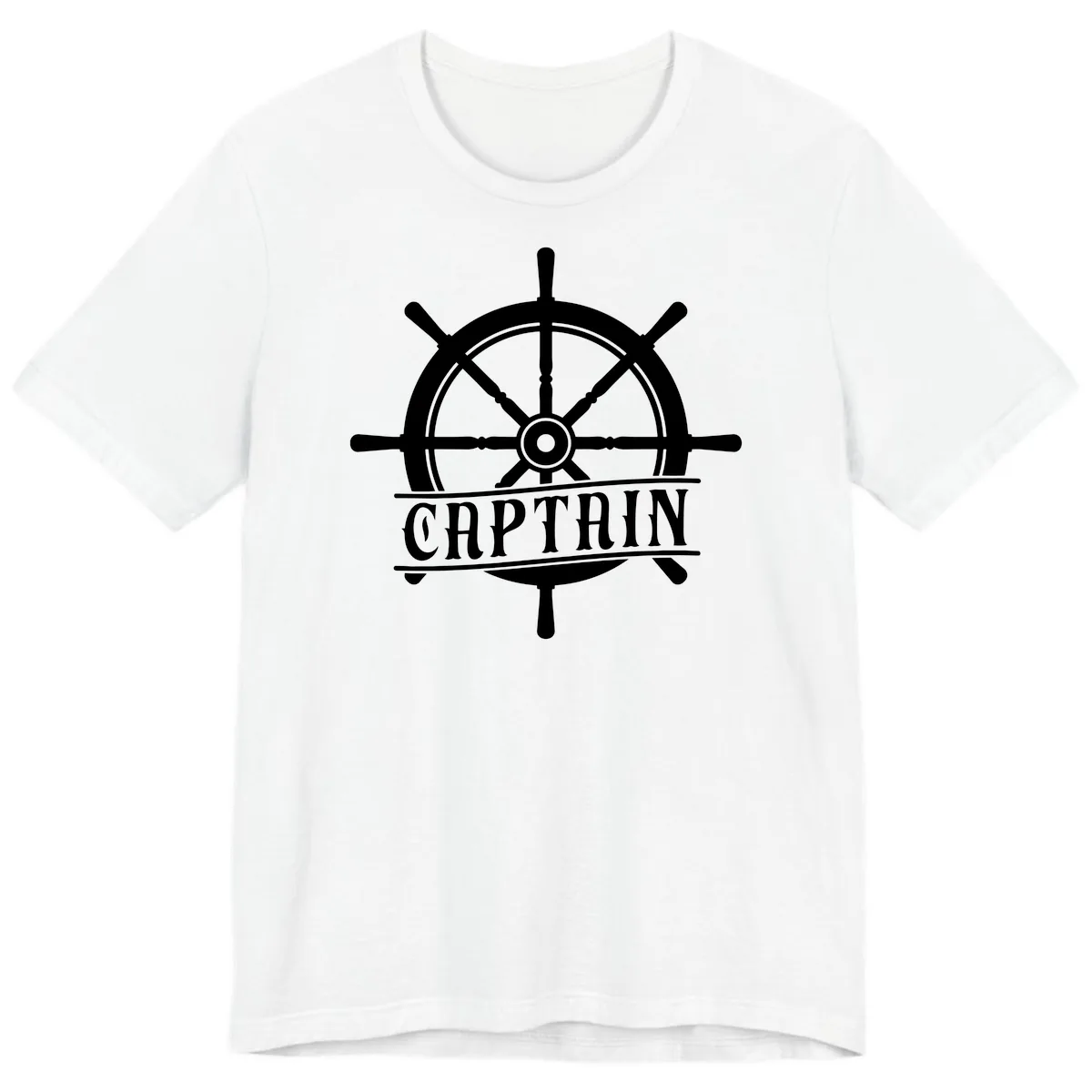 Captain Ship Wheel Nautical Design Premium T-Shirt in White