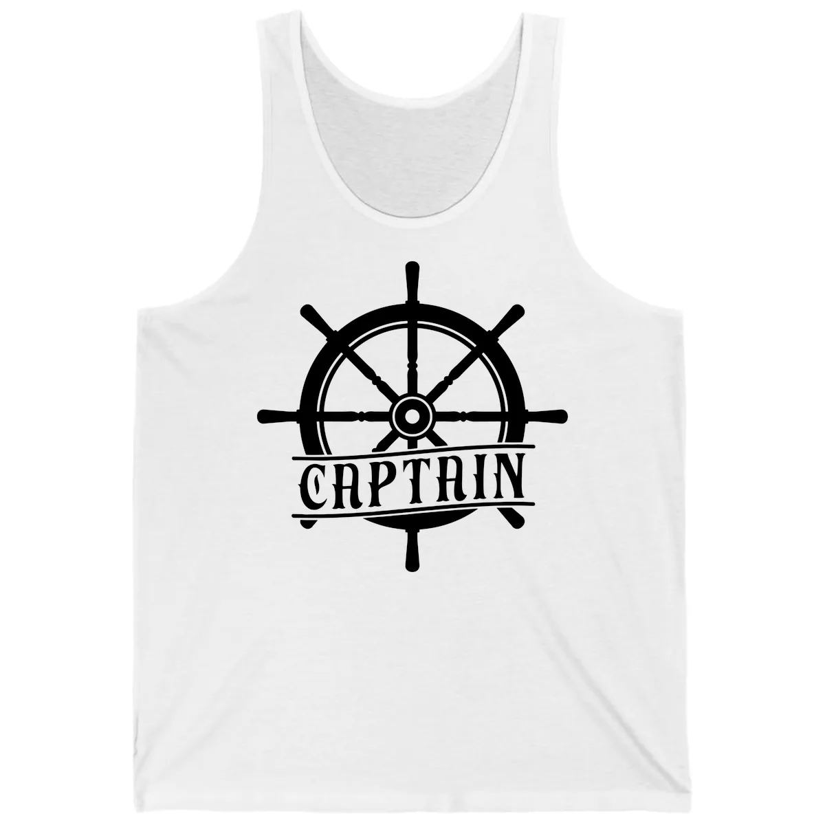 Captain Ship Wheel Nautical Design Tank in White
