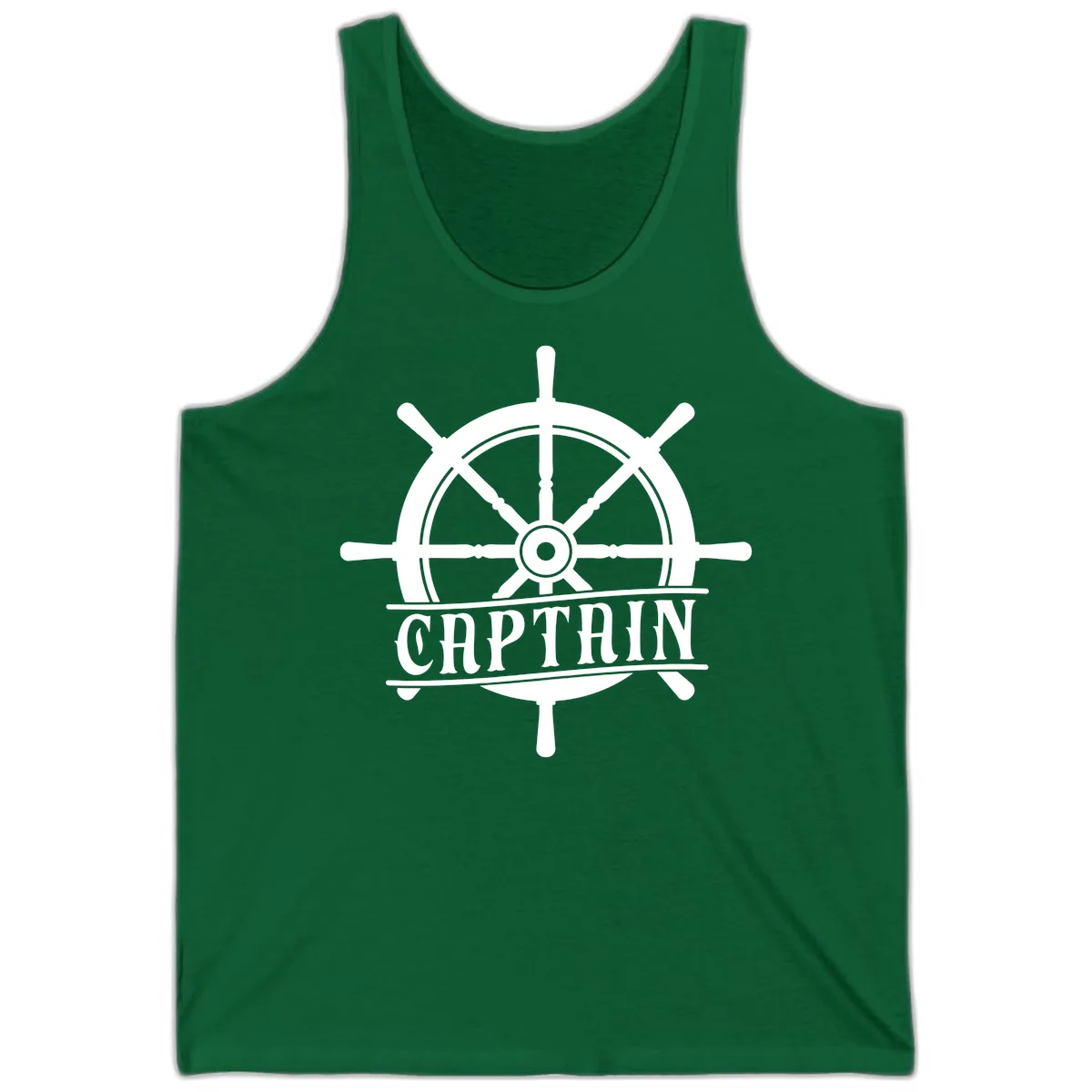 Captain Ship Wheel Nautical Design Tank in Kelly