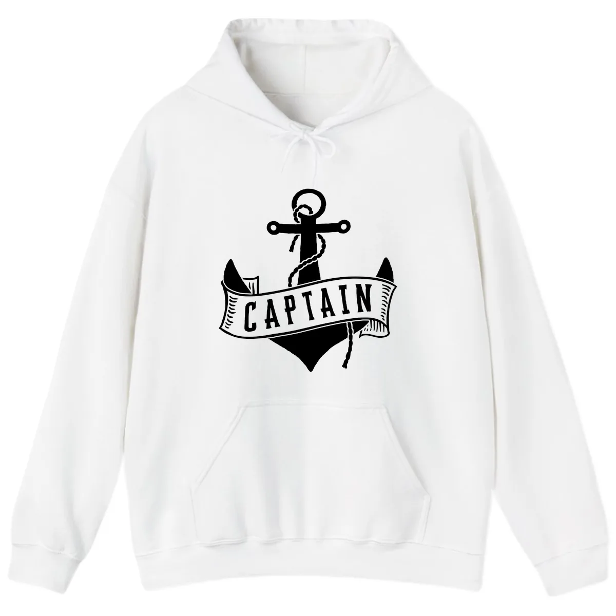 Captain Anchor Nautical Badge Hoodie in White