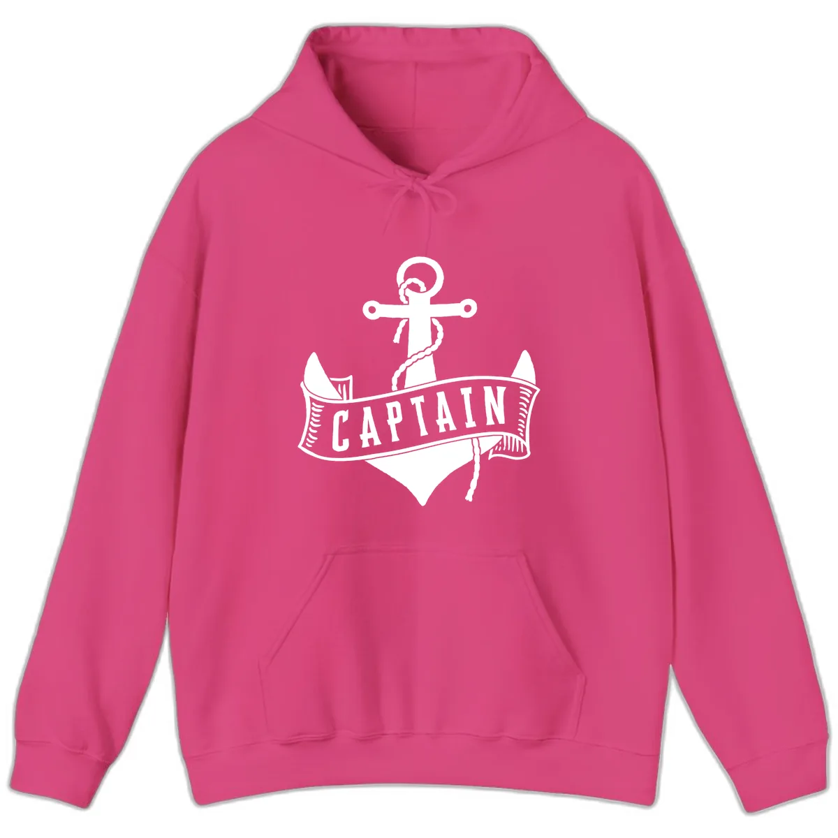 Captain Anchor Nautical Badge Hoodie in Heliconia