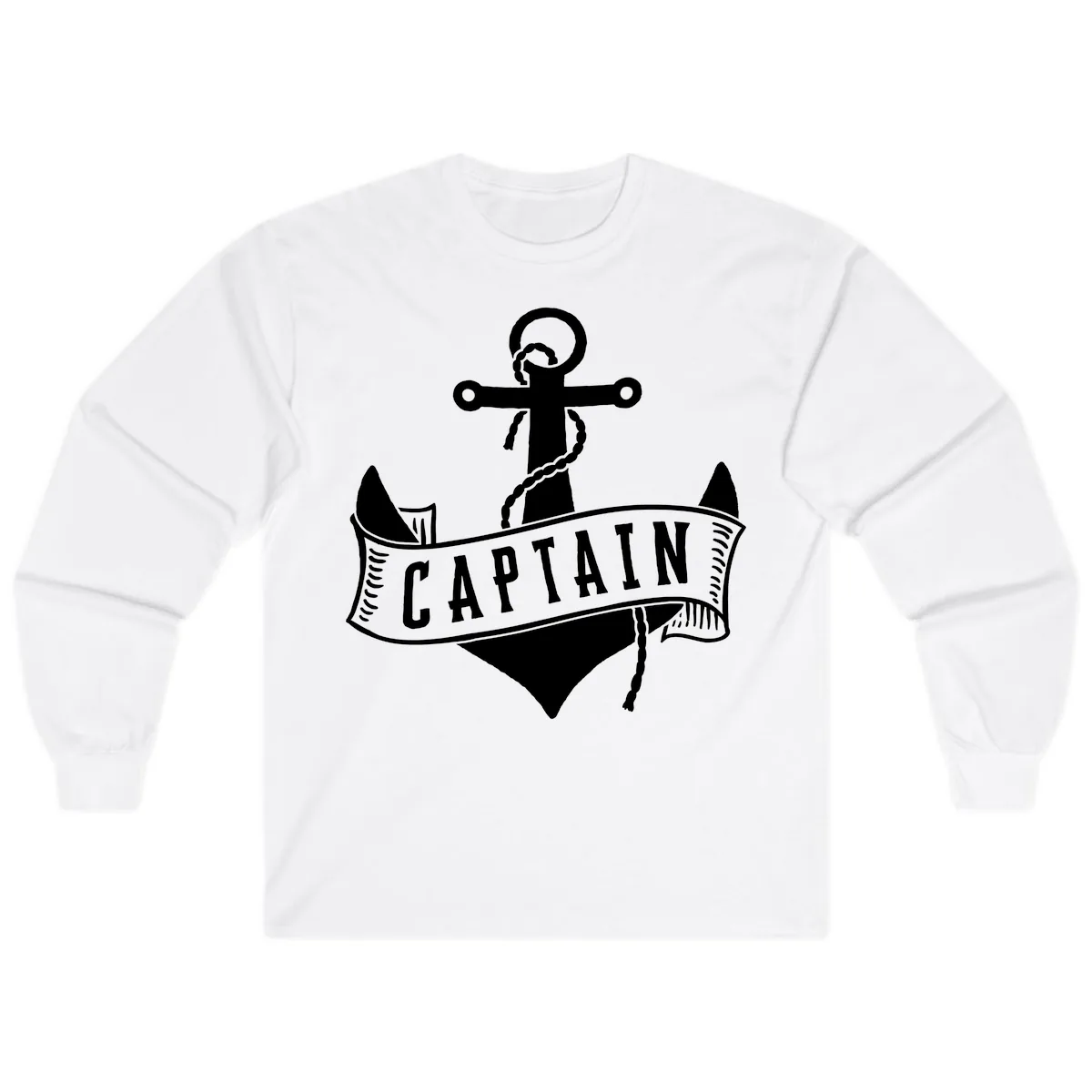 Captain Anchor Nautical Badge Long Sleeve in White