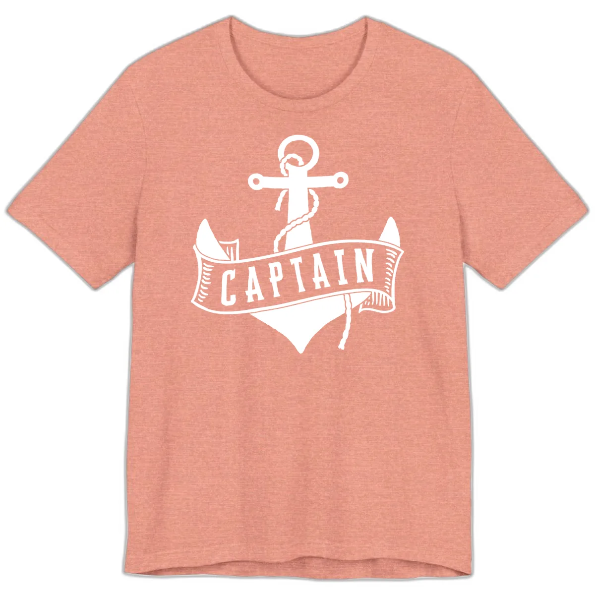 Captain Anchor Nautical Badge Premium T-Shirt in Heather Sunset