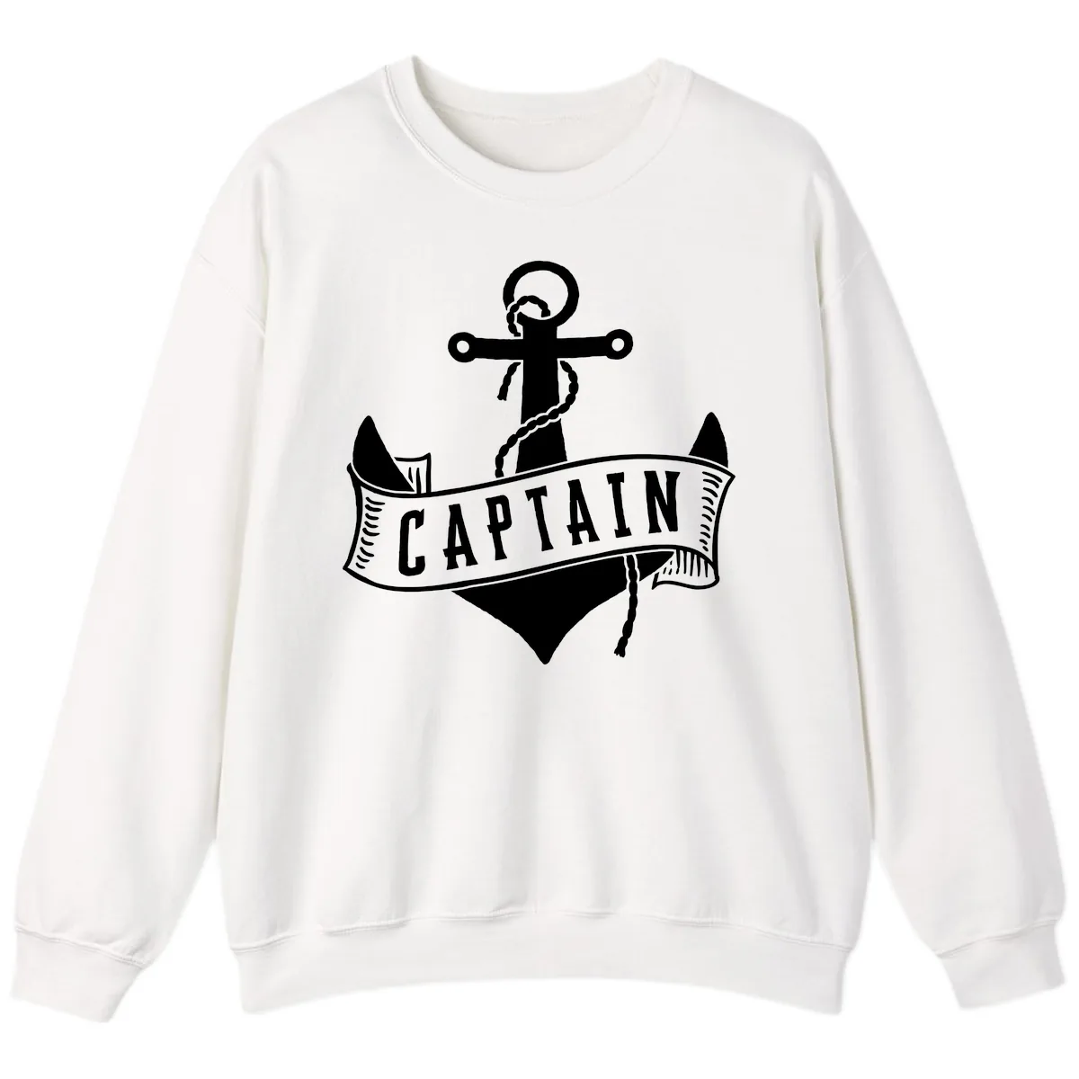 Captain Anchor Nautical Badge Sweatshirt in White