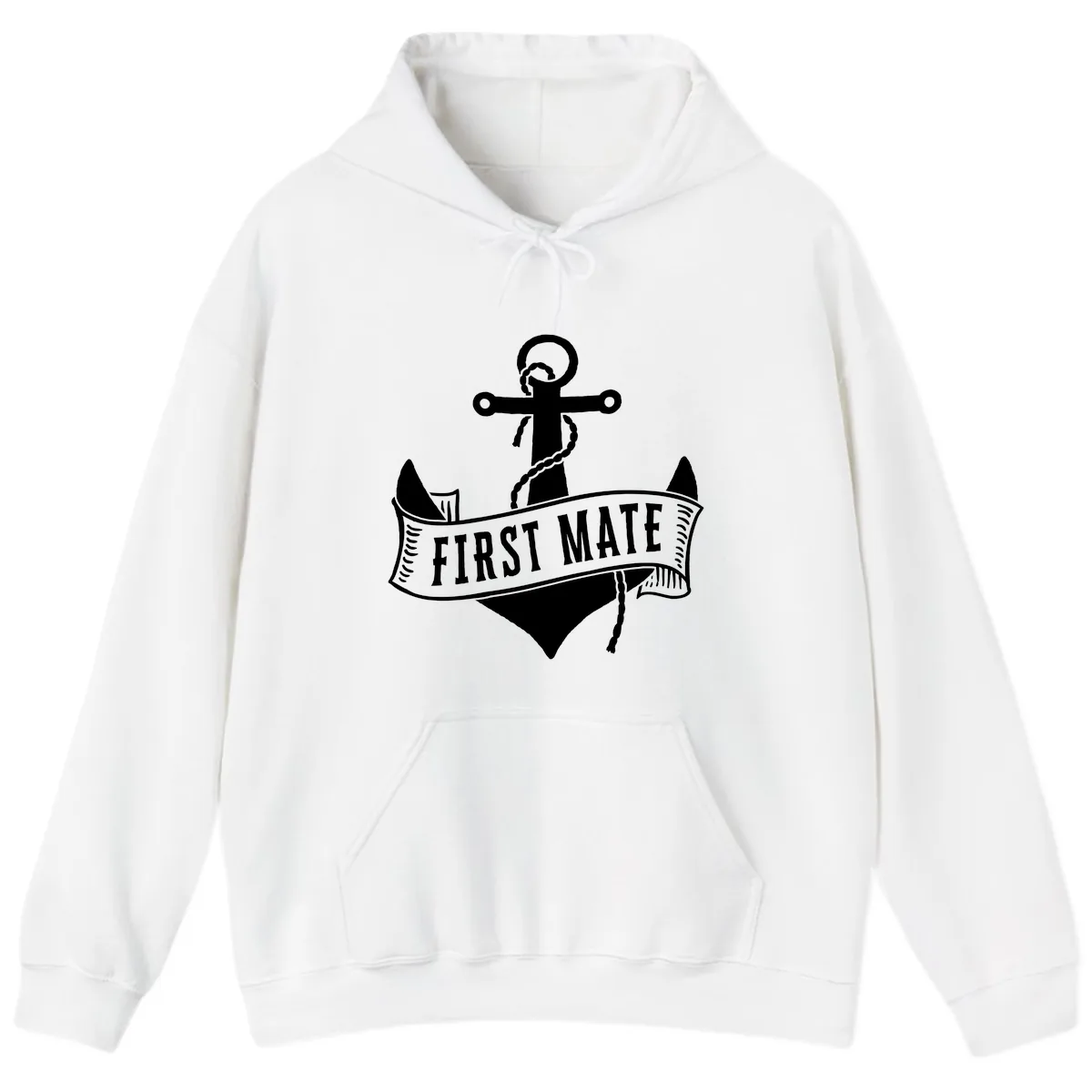 First Mate Anchor Nautical Hoodie in White