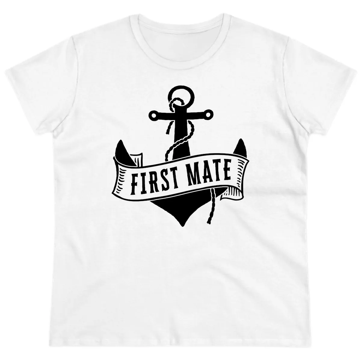 First Mate Anchor Nautical Ladies Tee in White