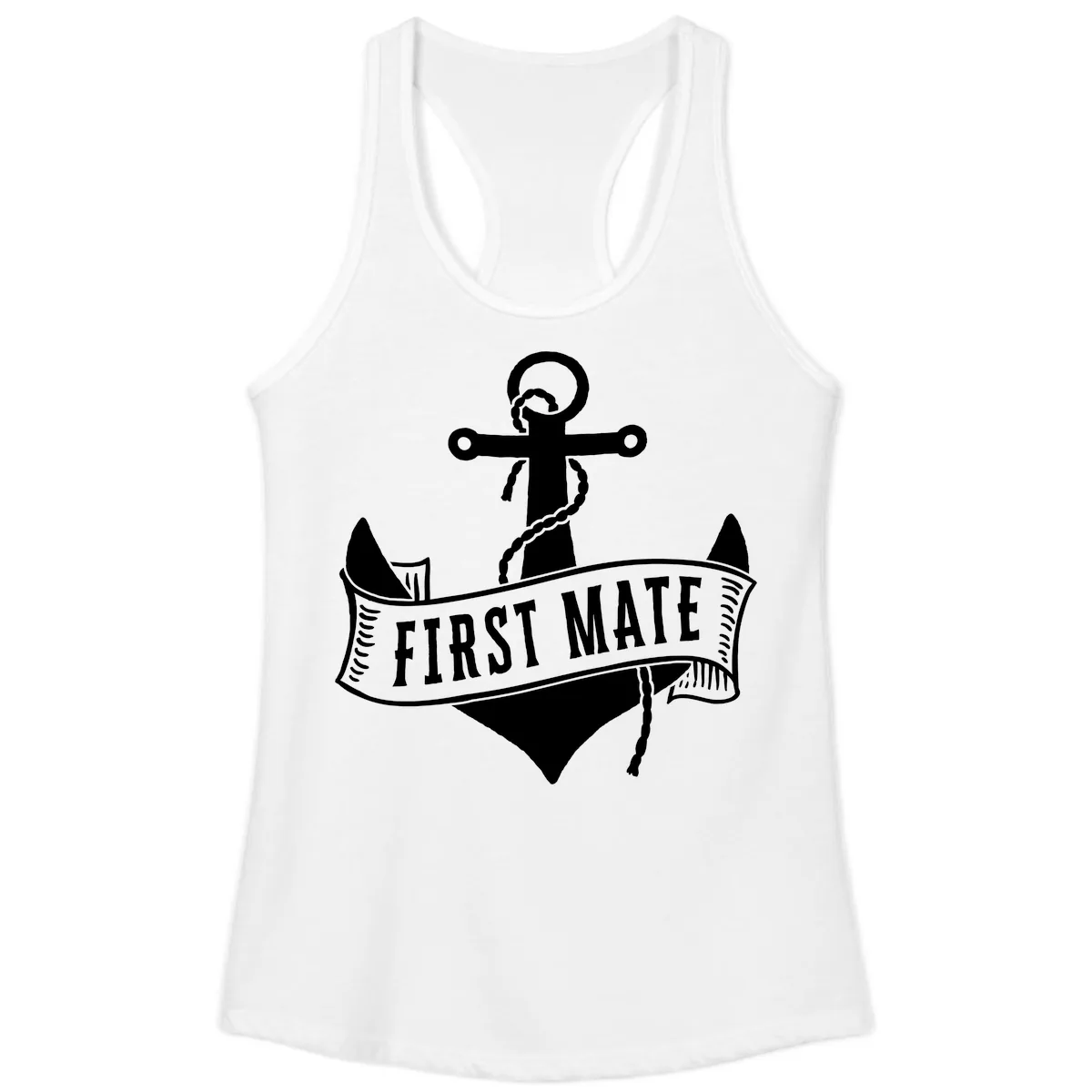 First Mate Anchor Nautical Ladies Tank in White